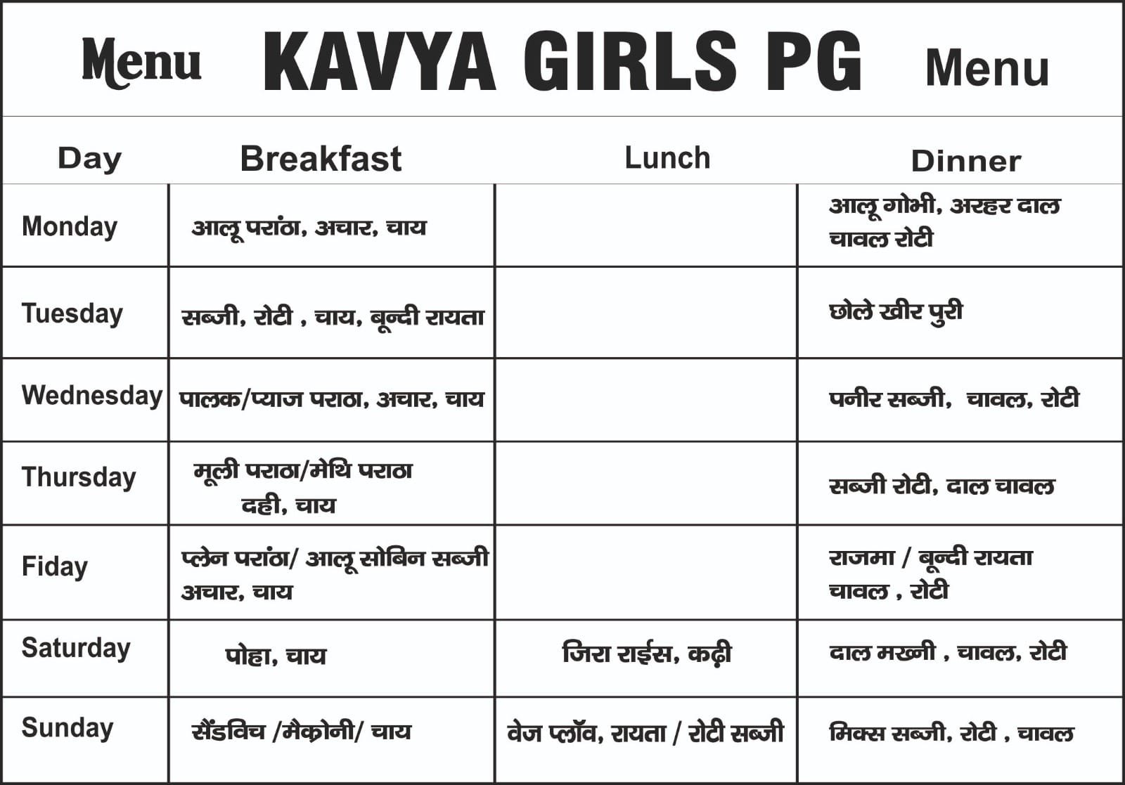 Kavya girls pg